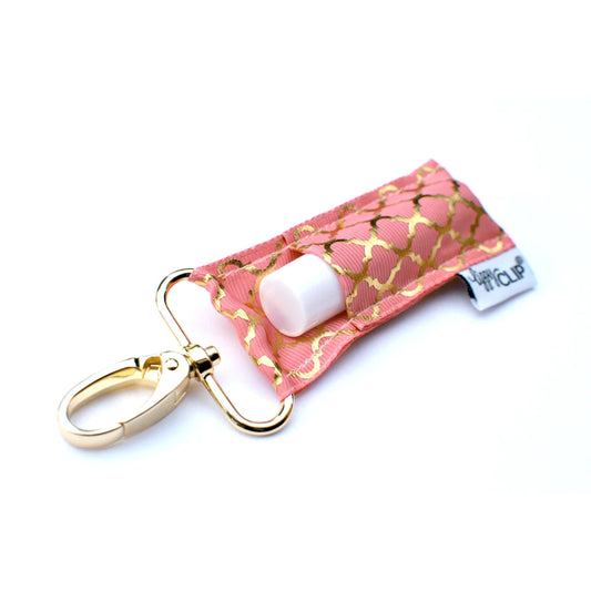 Lippy Clip keychain - coral with gold foil