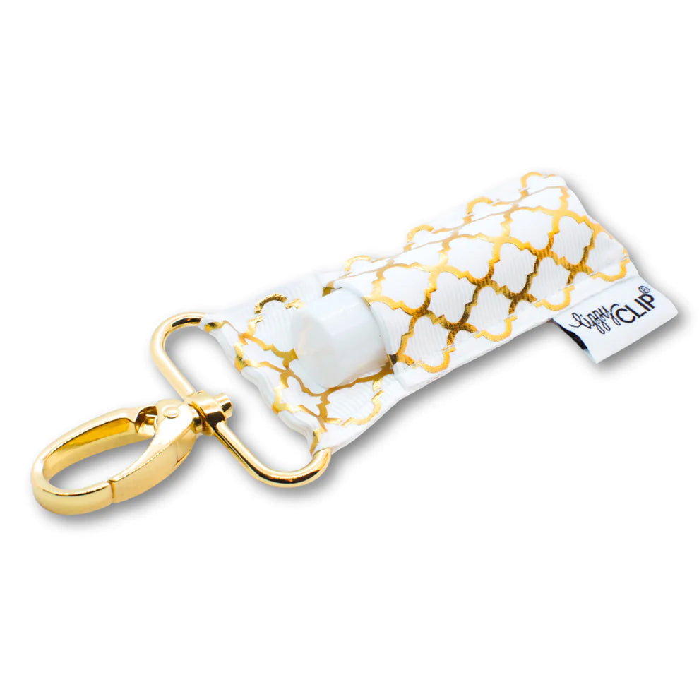 Lippy Clip keychain - white with gold foil